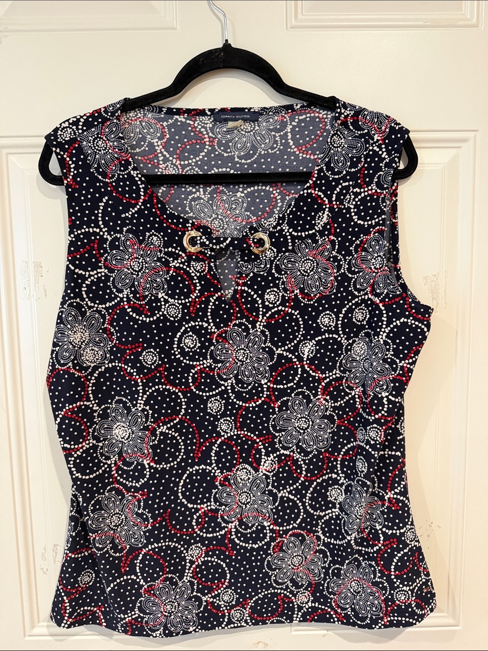 Tommy Hilfiger Navy Floral Eyelet-Accent Sleeveless Camisole